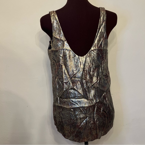 J. Crew Cate Cami Gold Top Tank Metallic paisley, NWT, Size 2 - Picture 4 of 9
